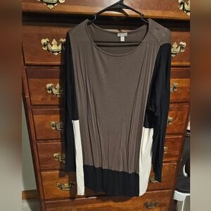 J. Jill Brown and Black Colorblock Tunic